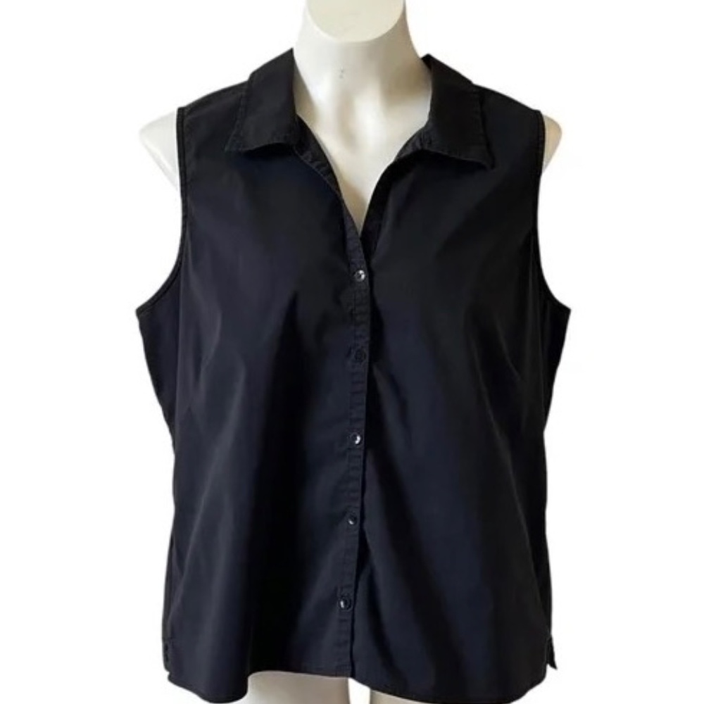 Old Navy Top Sleeveless Button Down Stretch Black XL